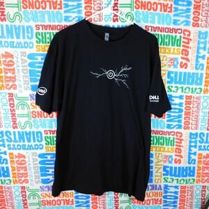 Intel Power Up Lightning Graphic T Shirt Size XL Double Sided Dell Black Button
